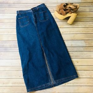 Vintage Bill Blass jeans denim long maxi skirt 8